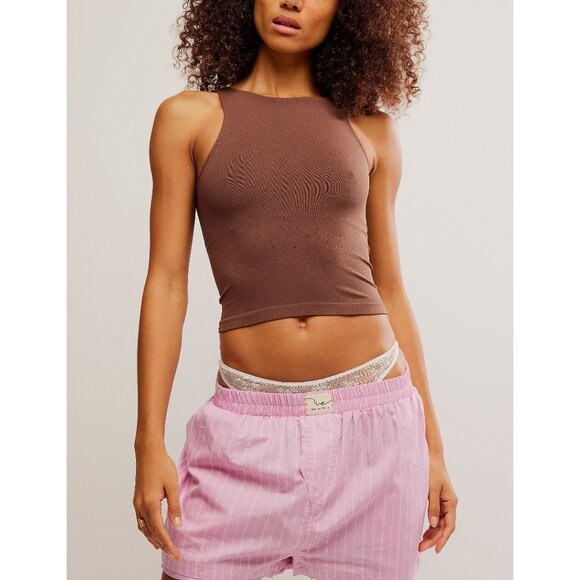🆕 FREE PEOPLE Clean Lines Cami / Chocolate - Picture 1 of 5